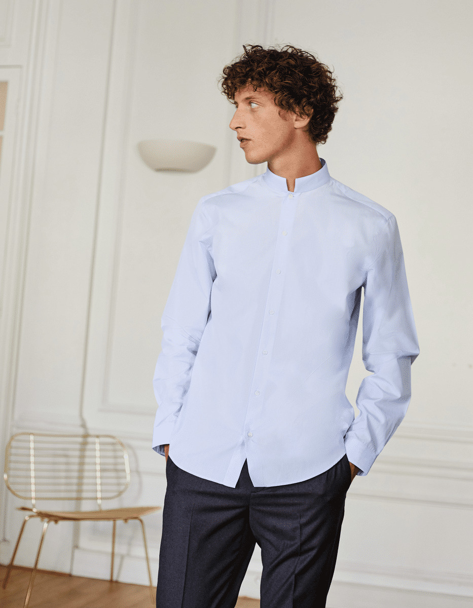 Chemise Contemporaine en fil à fil bleu