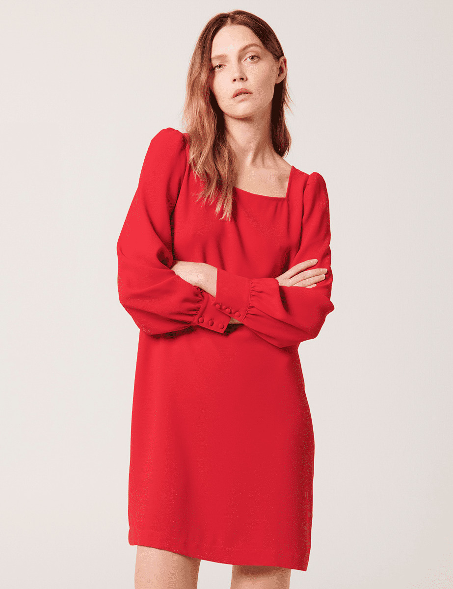 Robe Rina-Robe courte rouge