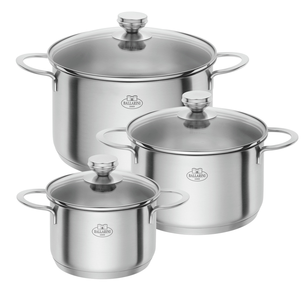 3-pcs, Ensemble de casseroles, Argent