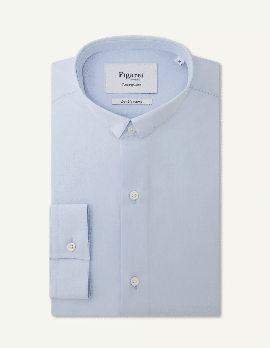 Chemise Ajustée en popeline bleue