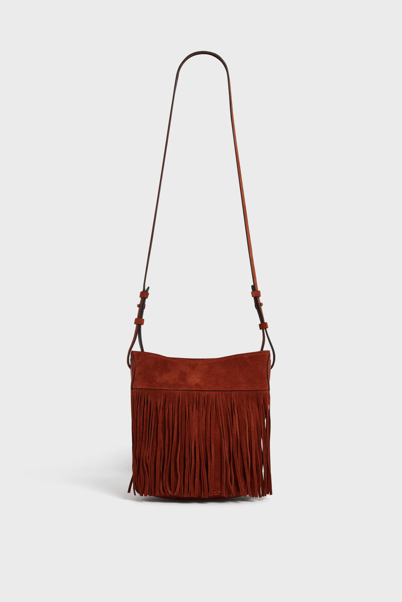 Sac Folk Cleo En Croûte Velours Et Cuir Cleo