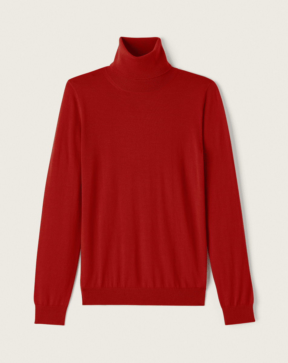 Pull col roulé ultrafin - Femme - ROUGE COLLEGE