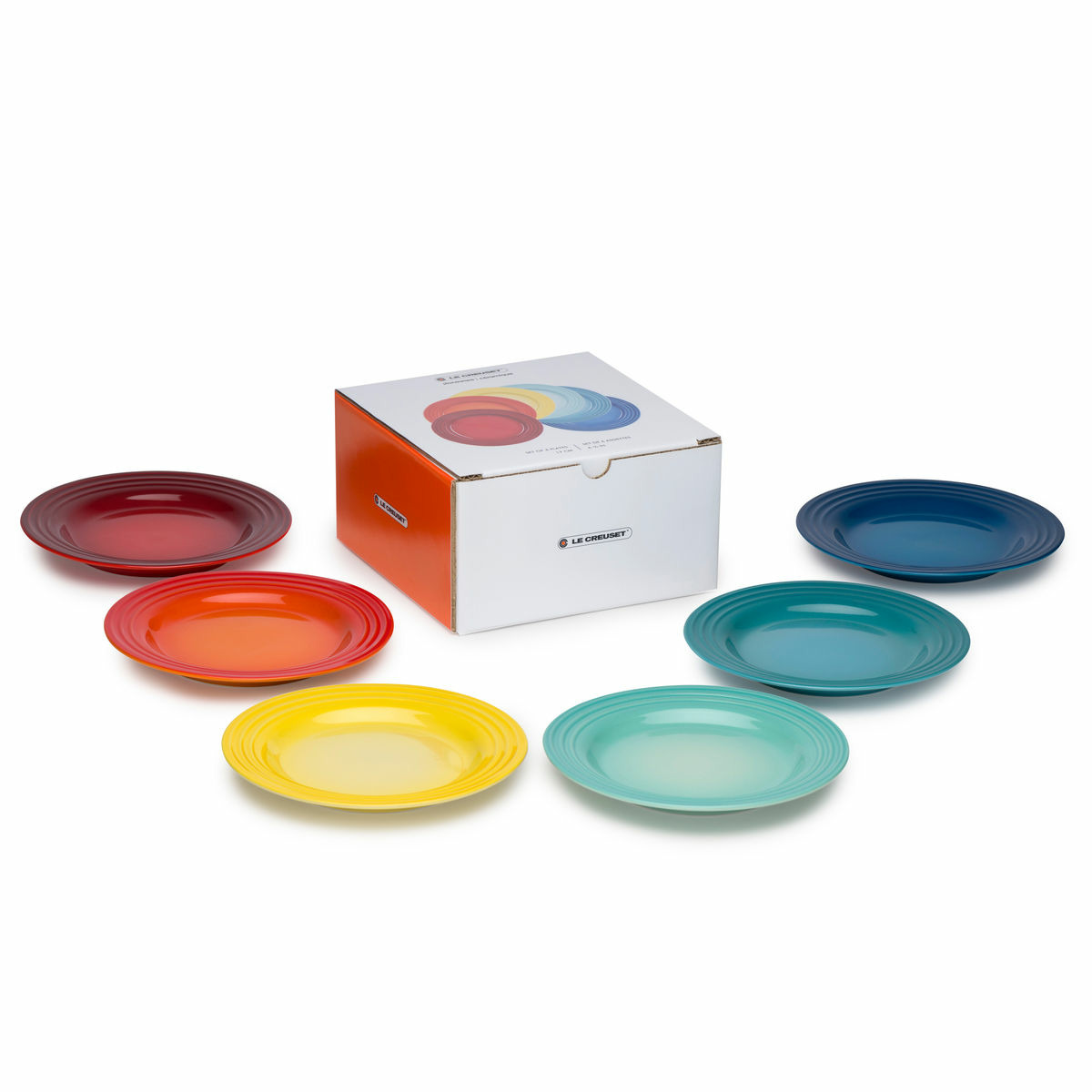 Set de 6 assiettes à dessert 17cm en céramique arc-en-ciel