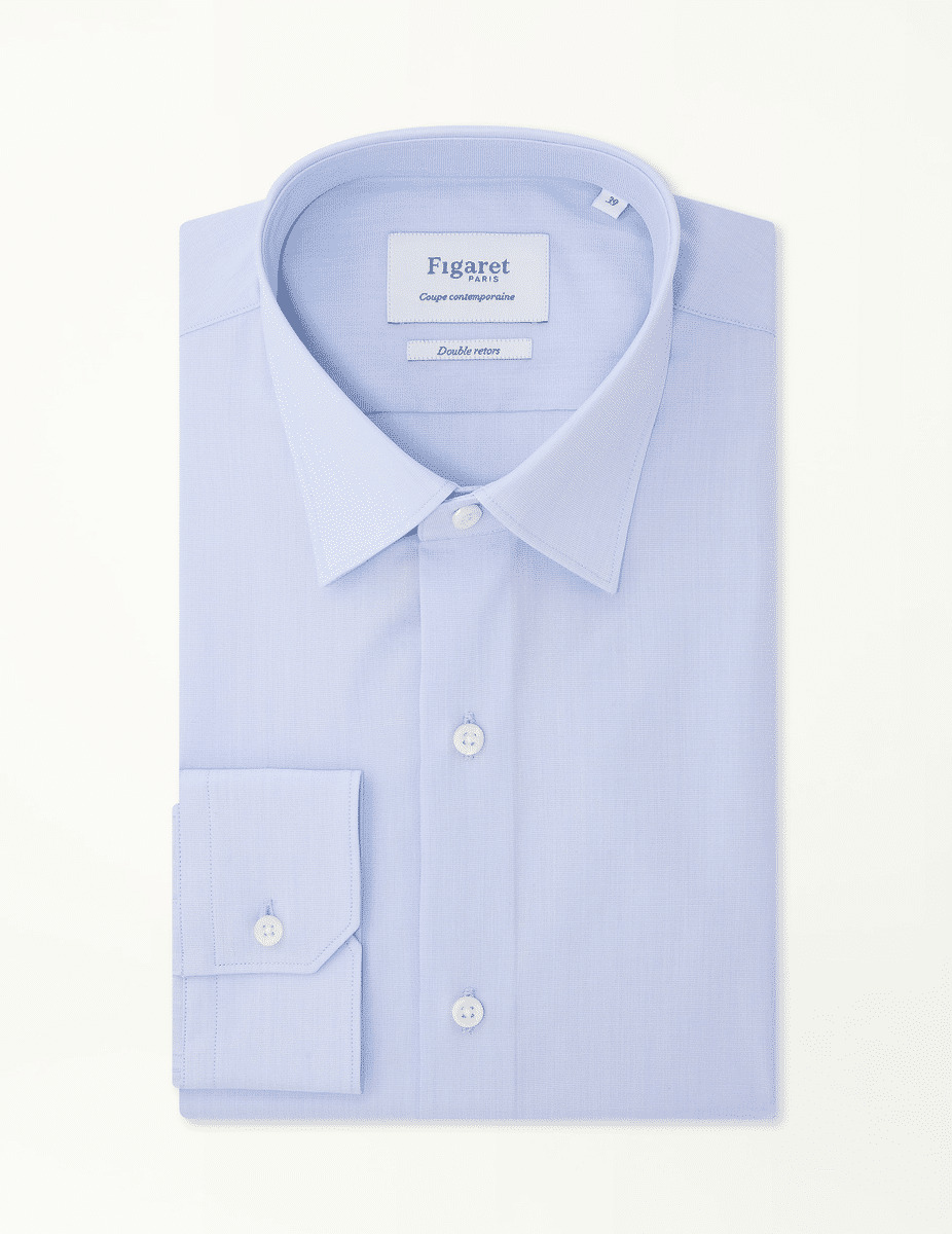 Chemise Contemporaine en fil-à-fil bleu