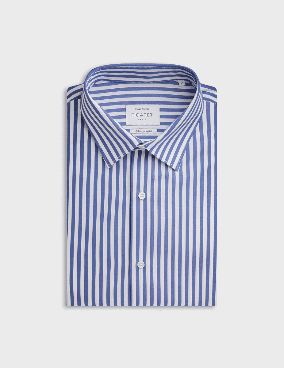 Chemise ajustée infroissable rayée marine