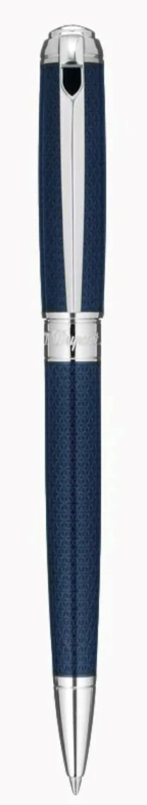 Gamme Orfèvre - Stylo Bille Line D Guilloché Laque Bleue finition Palladium