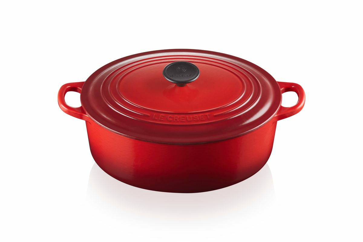 Cocotte ovale 29cm en fonte émaillée cerise