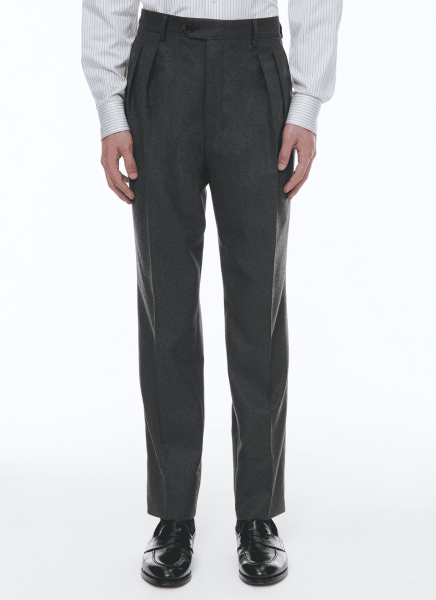 Pantalon droit en flanelle de laine