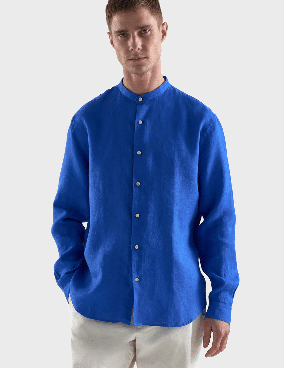 Chemise Lucien en lin bleu intense