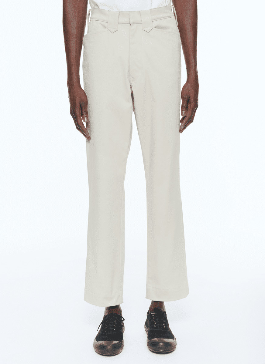 Pantalon en satin de coton beige