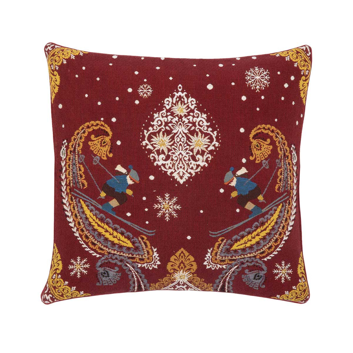 Yves Delorme - Housse de coussin en tapisserie de coton rouge, Marzipan