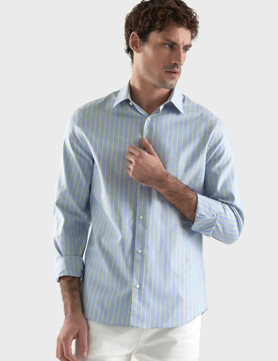 Chemise Ajustée rayée bleue