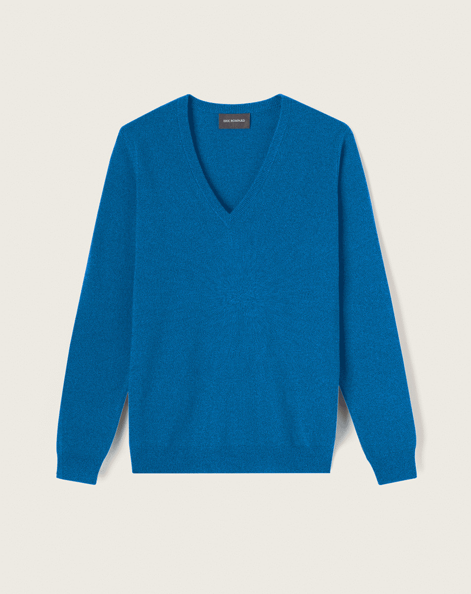 Pull col V classique - Femme - BLEU ECOSSE