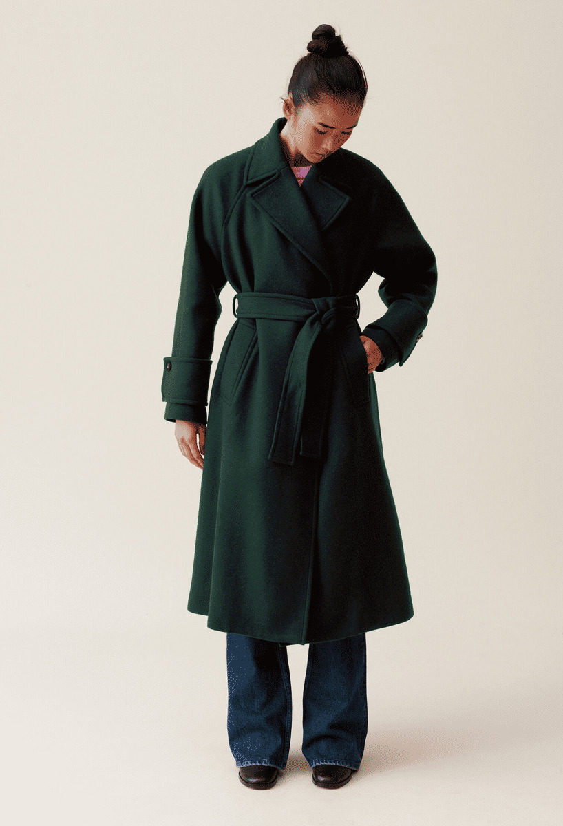 Manteau long esprit trench vert