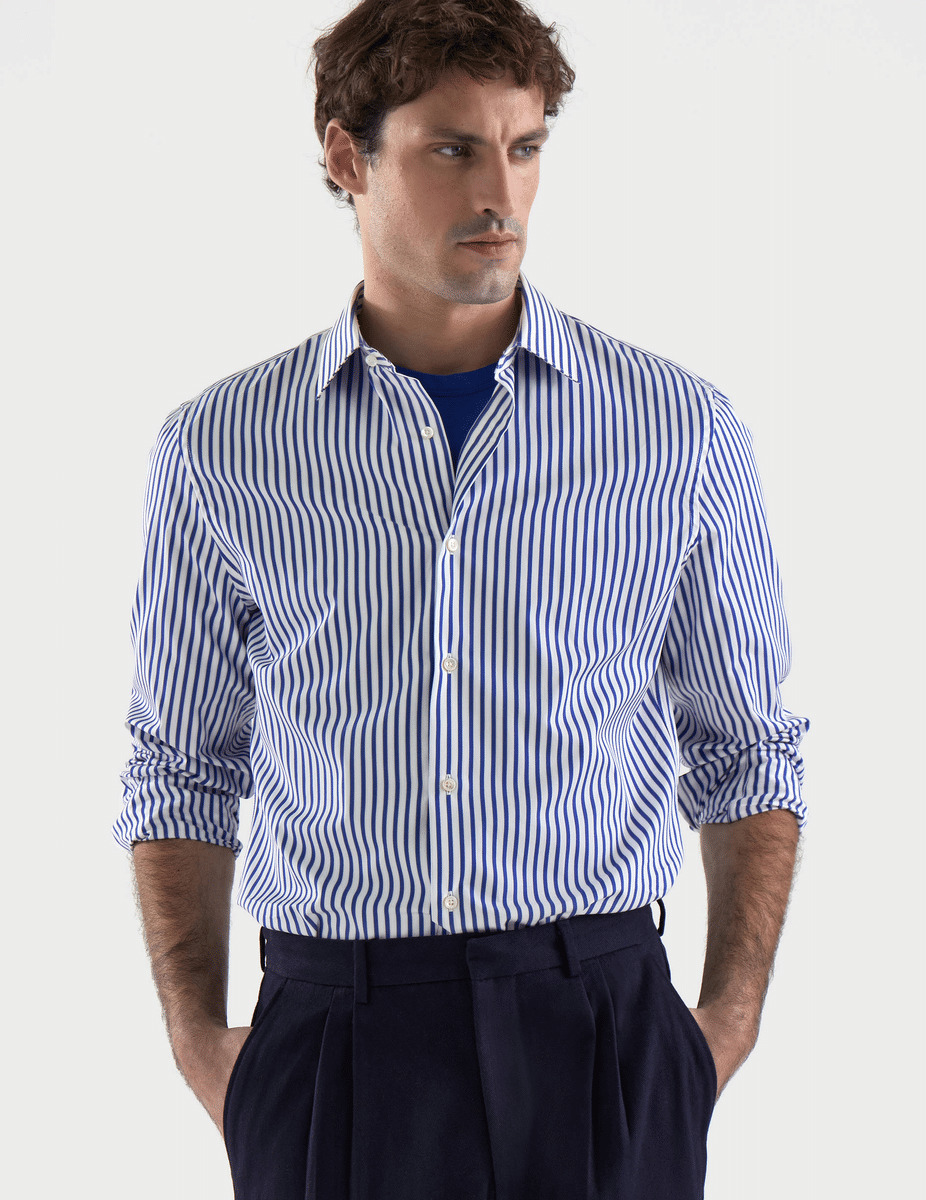 Chemise Ajustée Infroissable rayée bleue