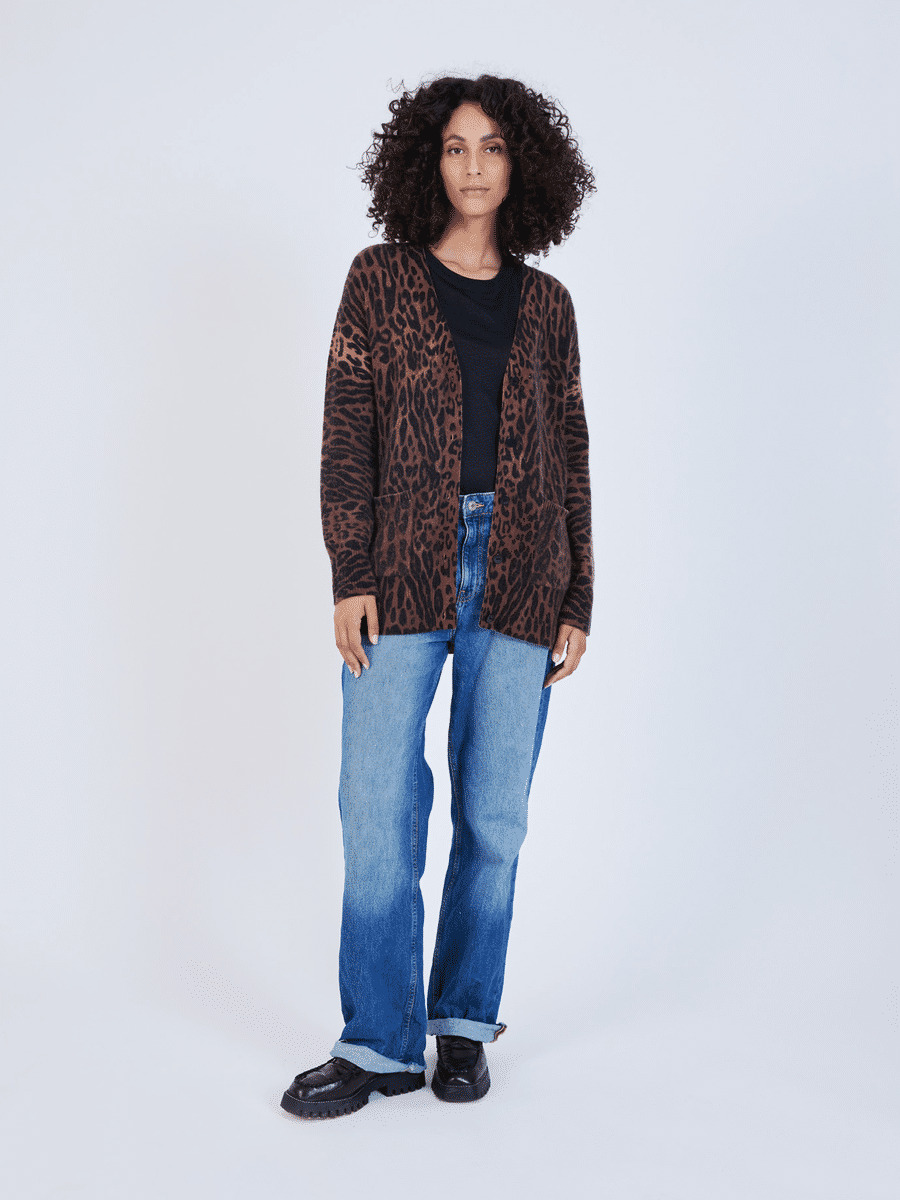 Cardigan cachemire léopard Una LEOPARD