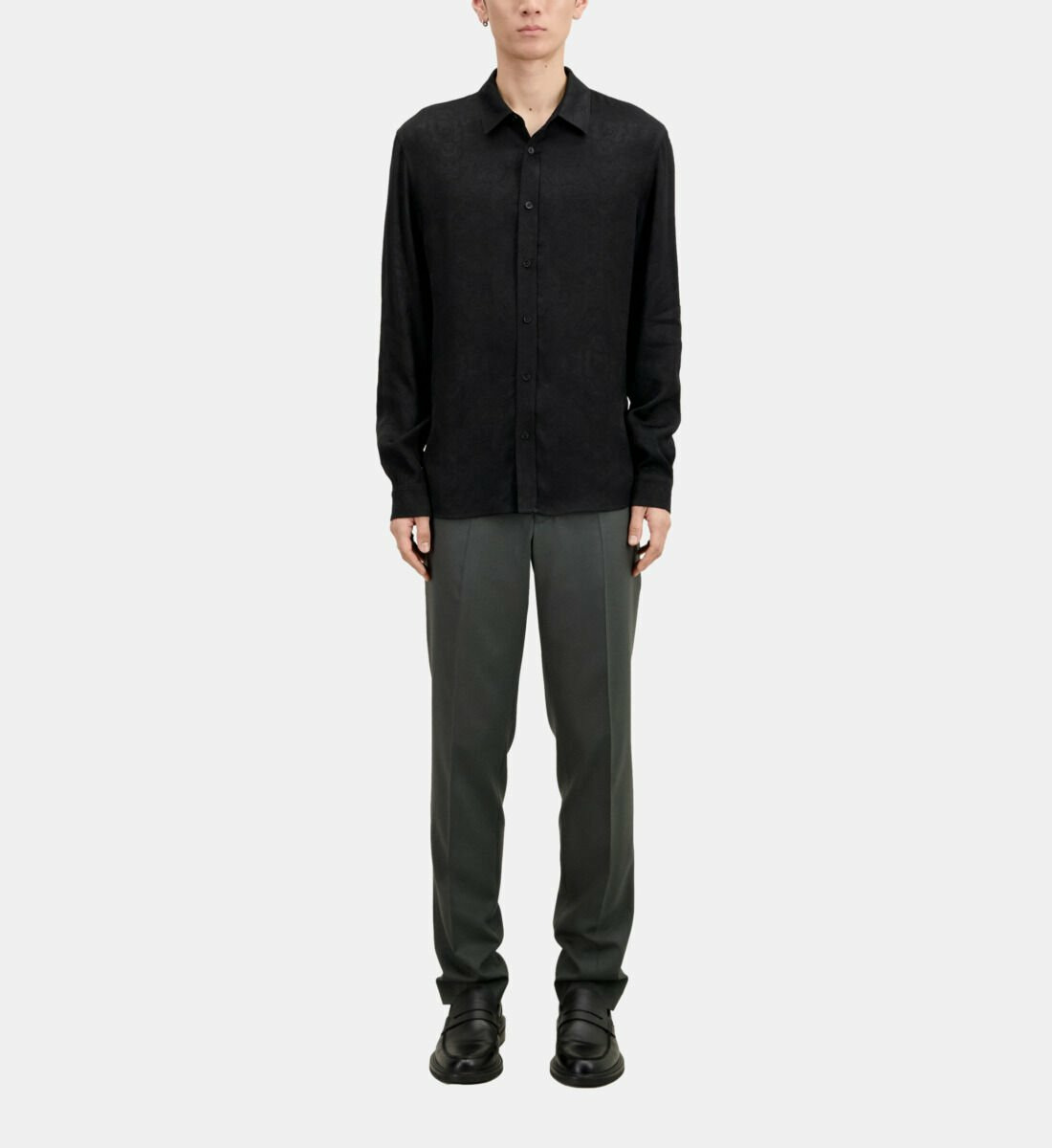 Chemise Jacquard Noire Avec Têtes De Mort