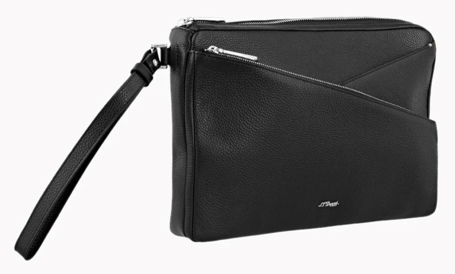 Pochette Line D Cuir Grainé Noir