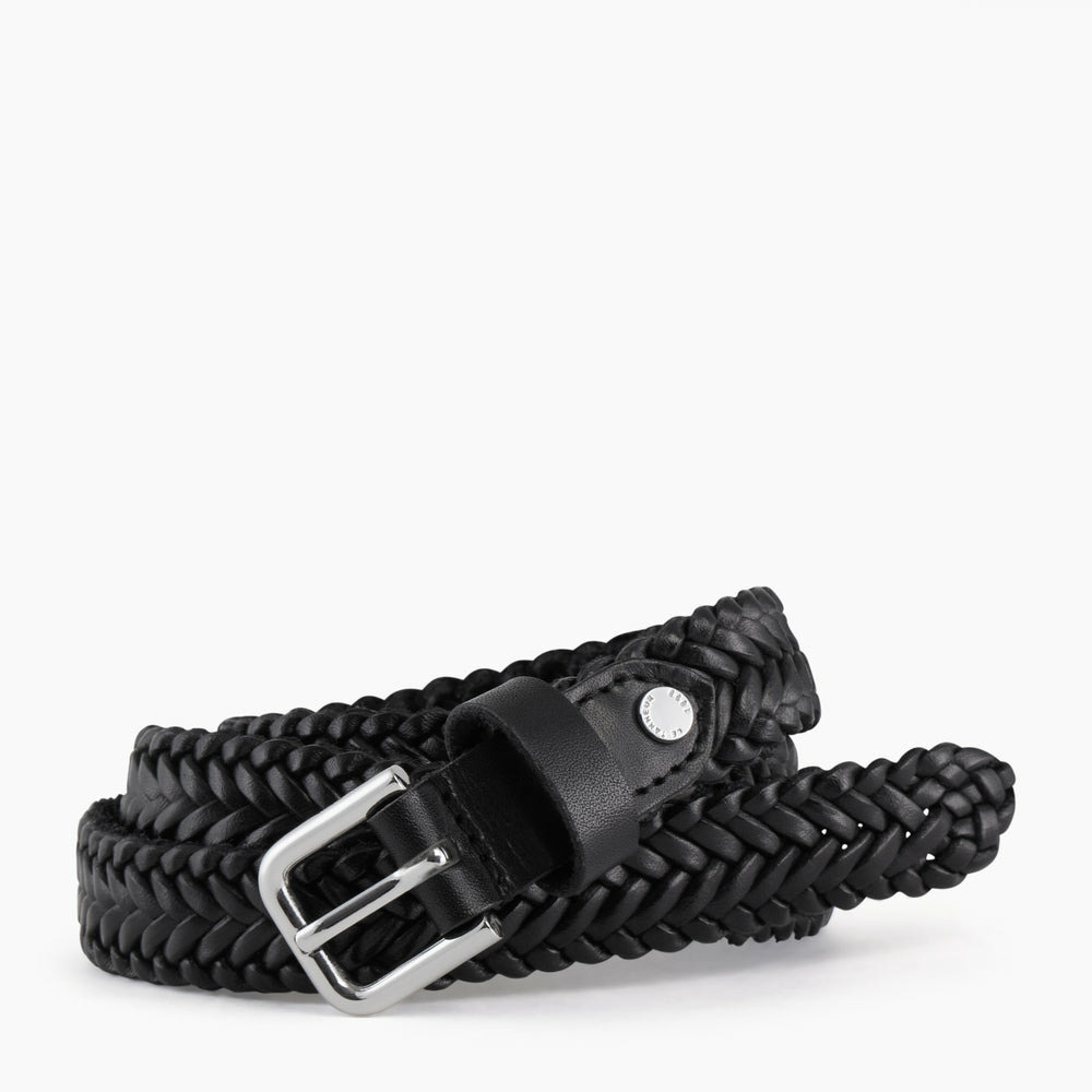 Ceinture femme avec boucle carrée en cuir tressé