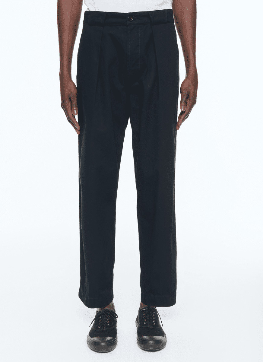 Pantalon bleu marine en gabardine de coton