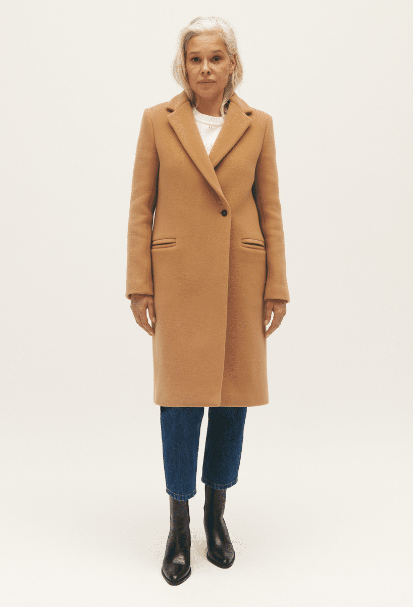 Manteau mi-long laine mélangée