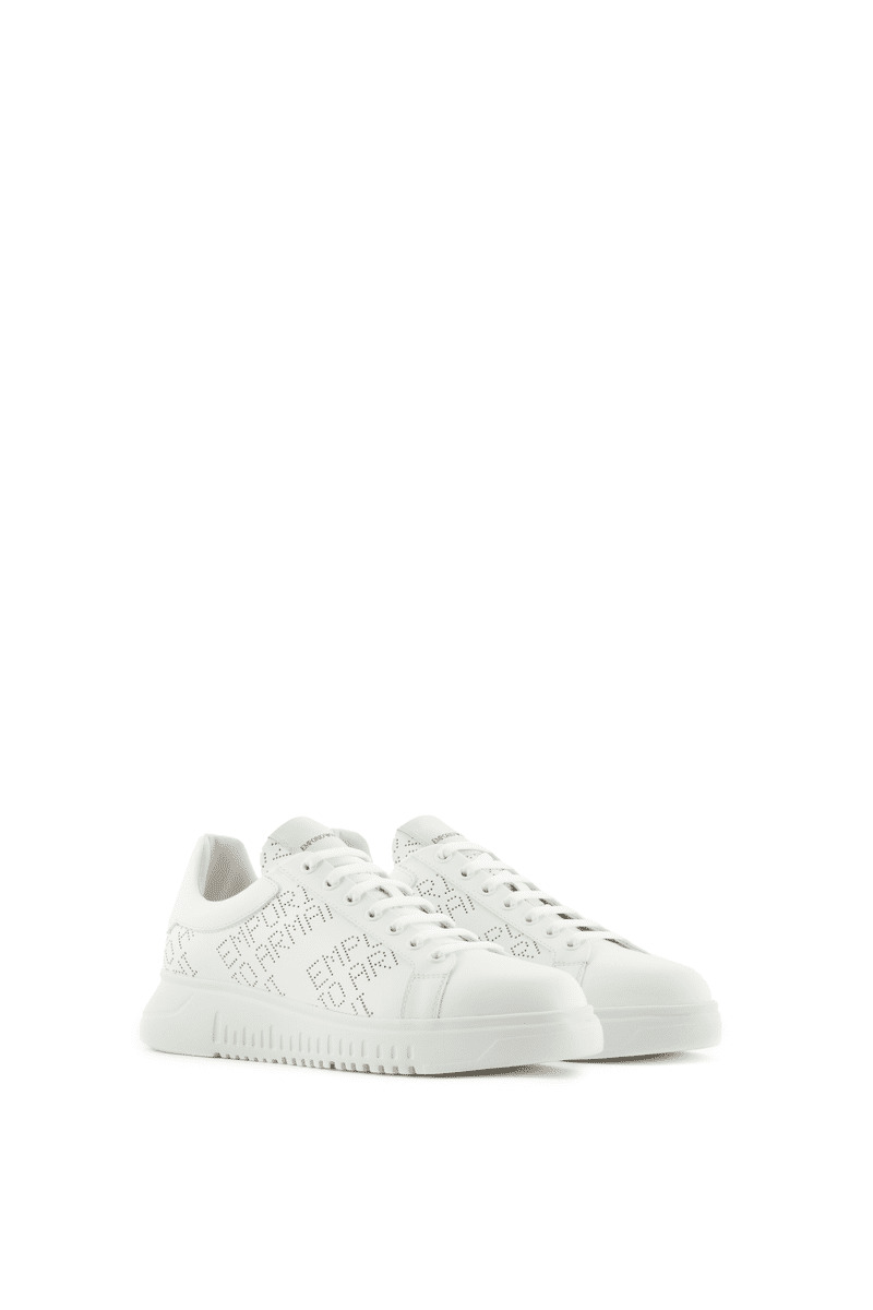 Sneakers Veau+ Perforé - Blanc+Blanc