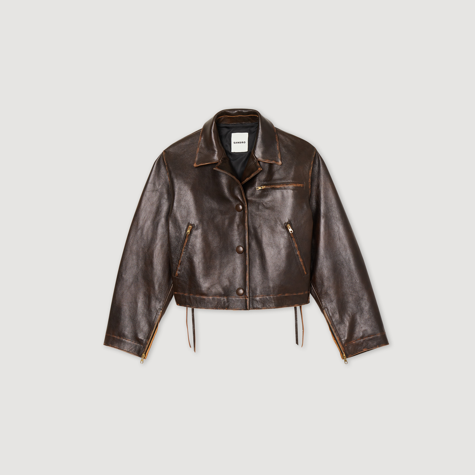 Blouson en cuir vieilli