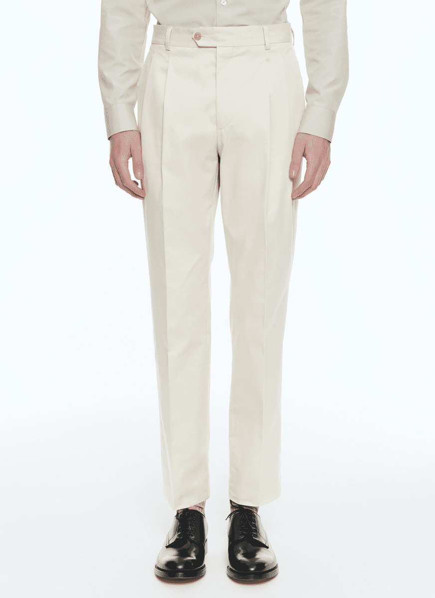 Pantalon en gabardine de coton beige