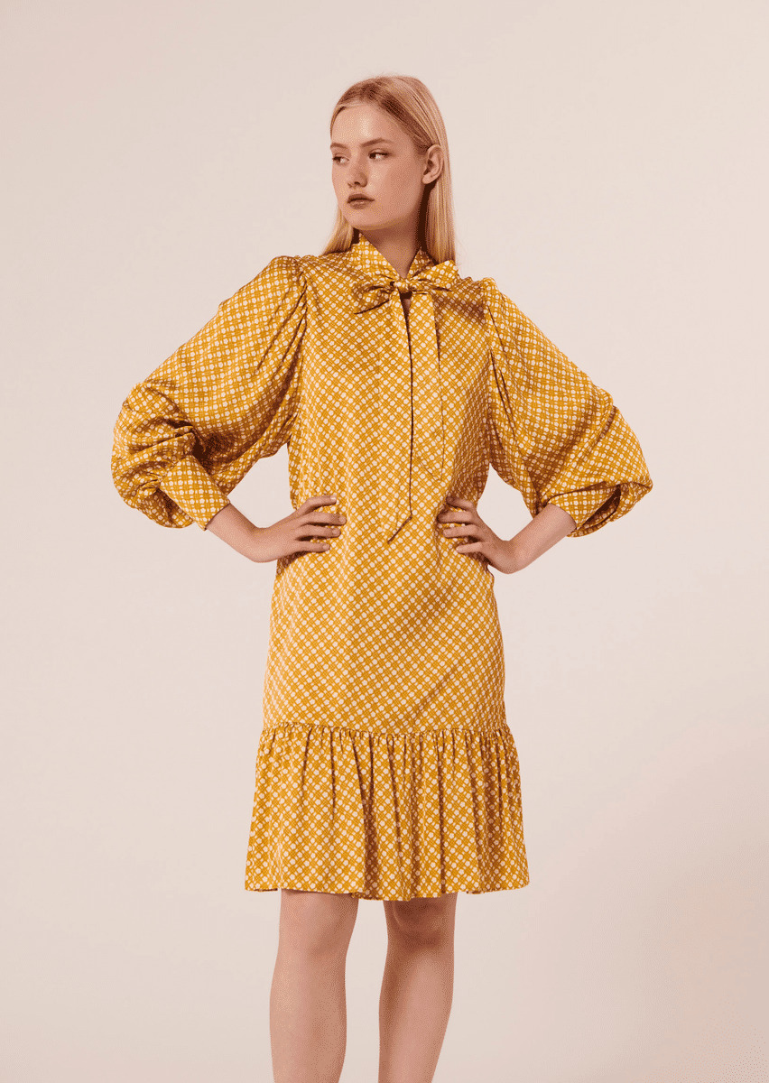 Robe Rosine-Jaune en Viscose