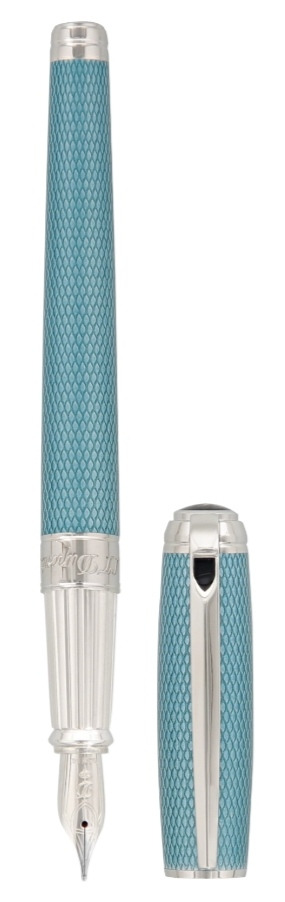 Gamme orfèvre - Stylo Plume large line D laque naturelle turquoise et palladium