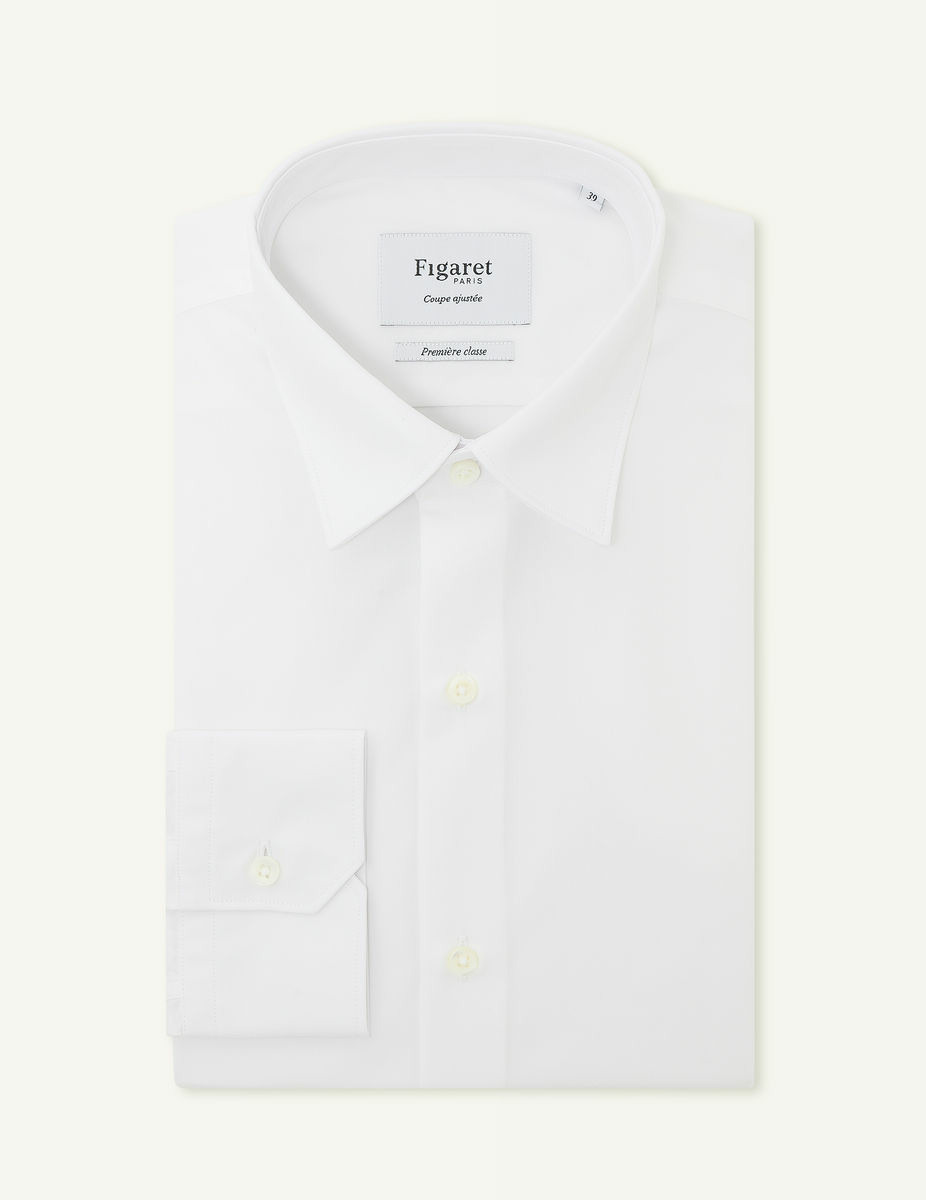 Chemise Voyage ajustée en popeline blanche