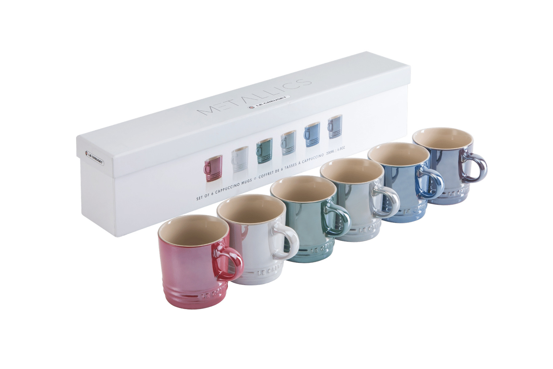 Set de 6 tasses cappuccino 200ml en céramique Collection Metallics