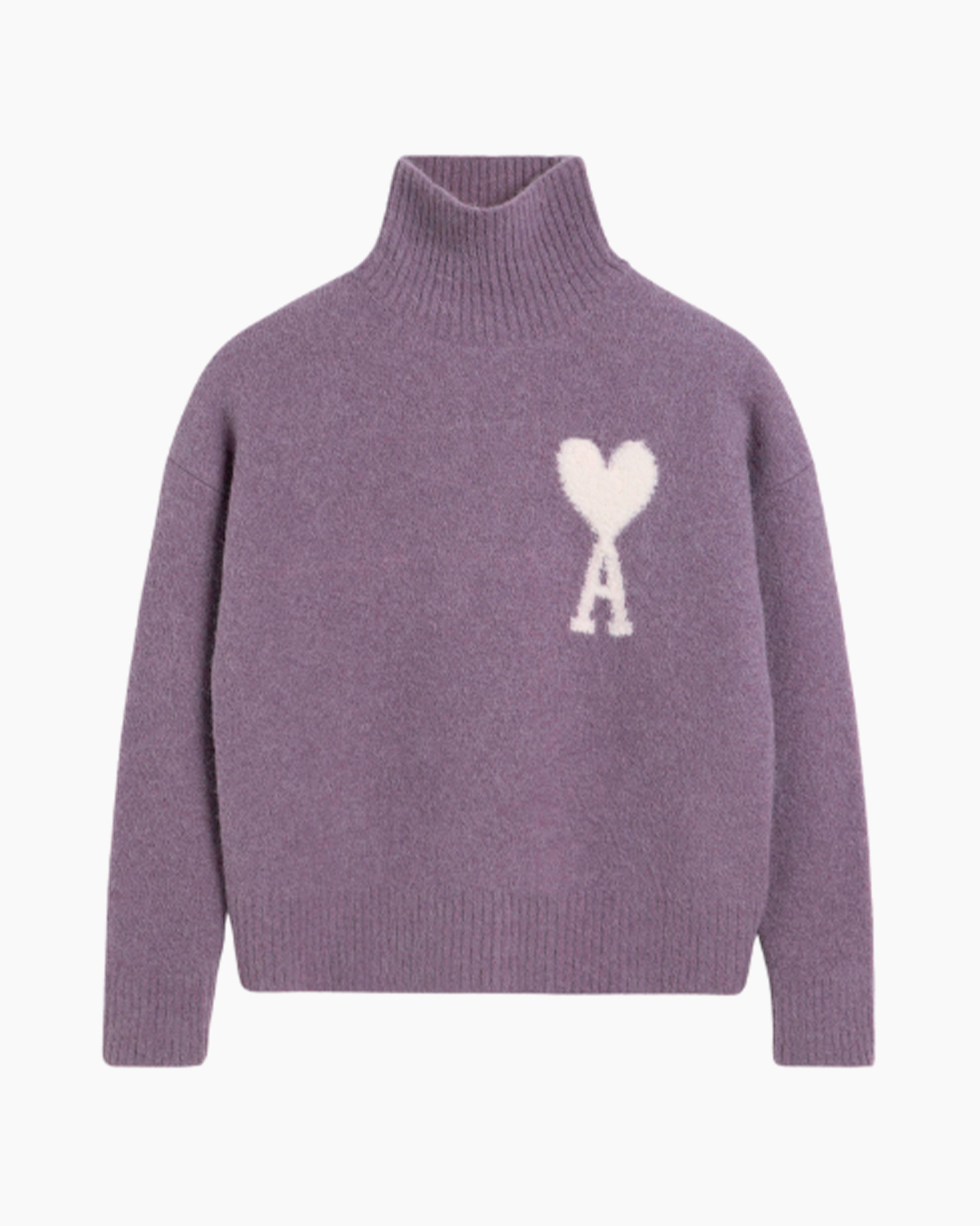 Ami Paris Pull Col Cheminée Ami de Coeur Lilas