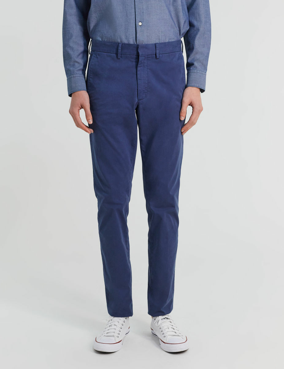 Chino Maxence en coton bleu