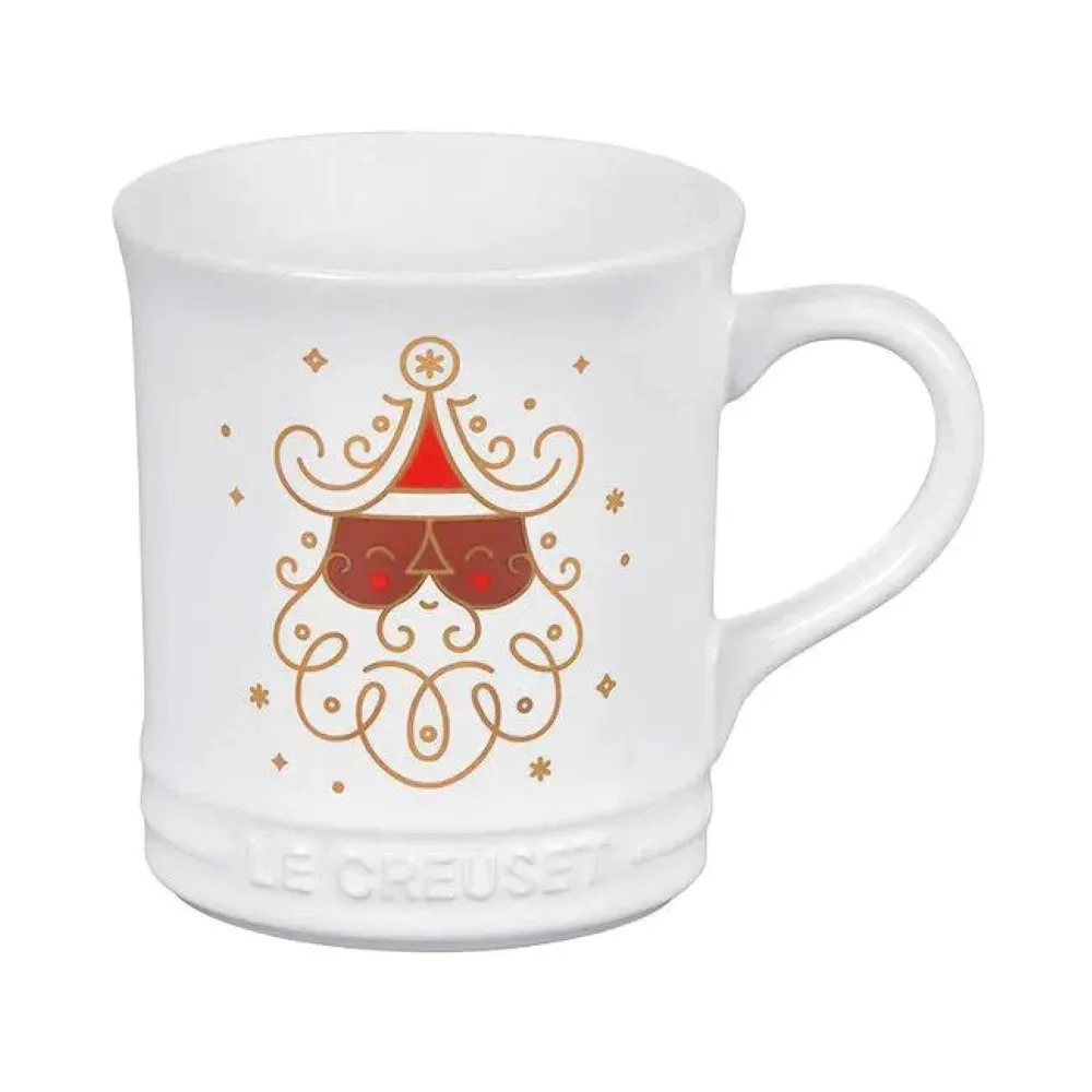 Mug 400ml Blanc Père-Noël noir en céramique