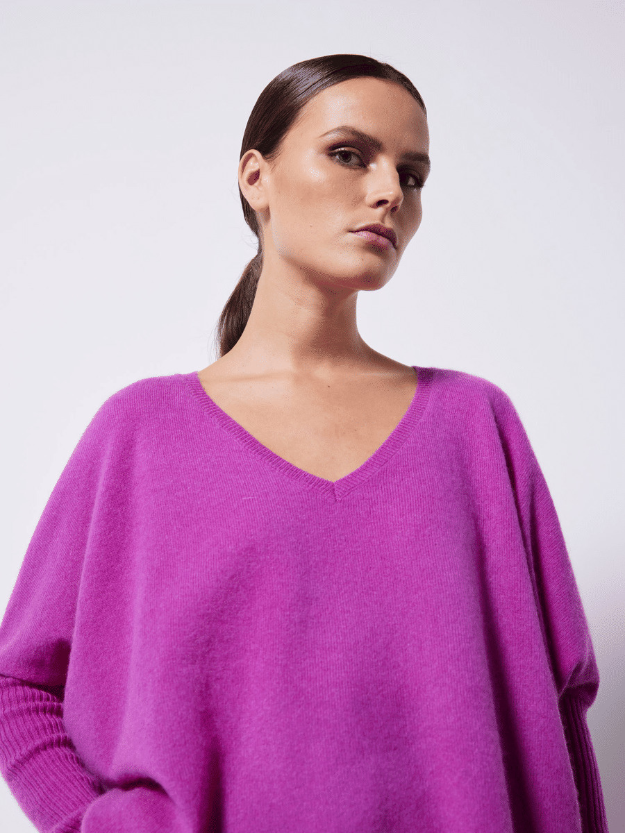 Pull poncho cachemire col V Faustine BERRY