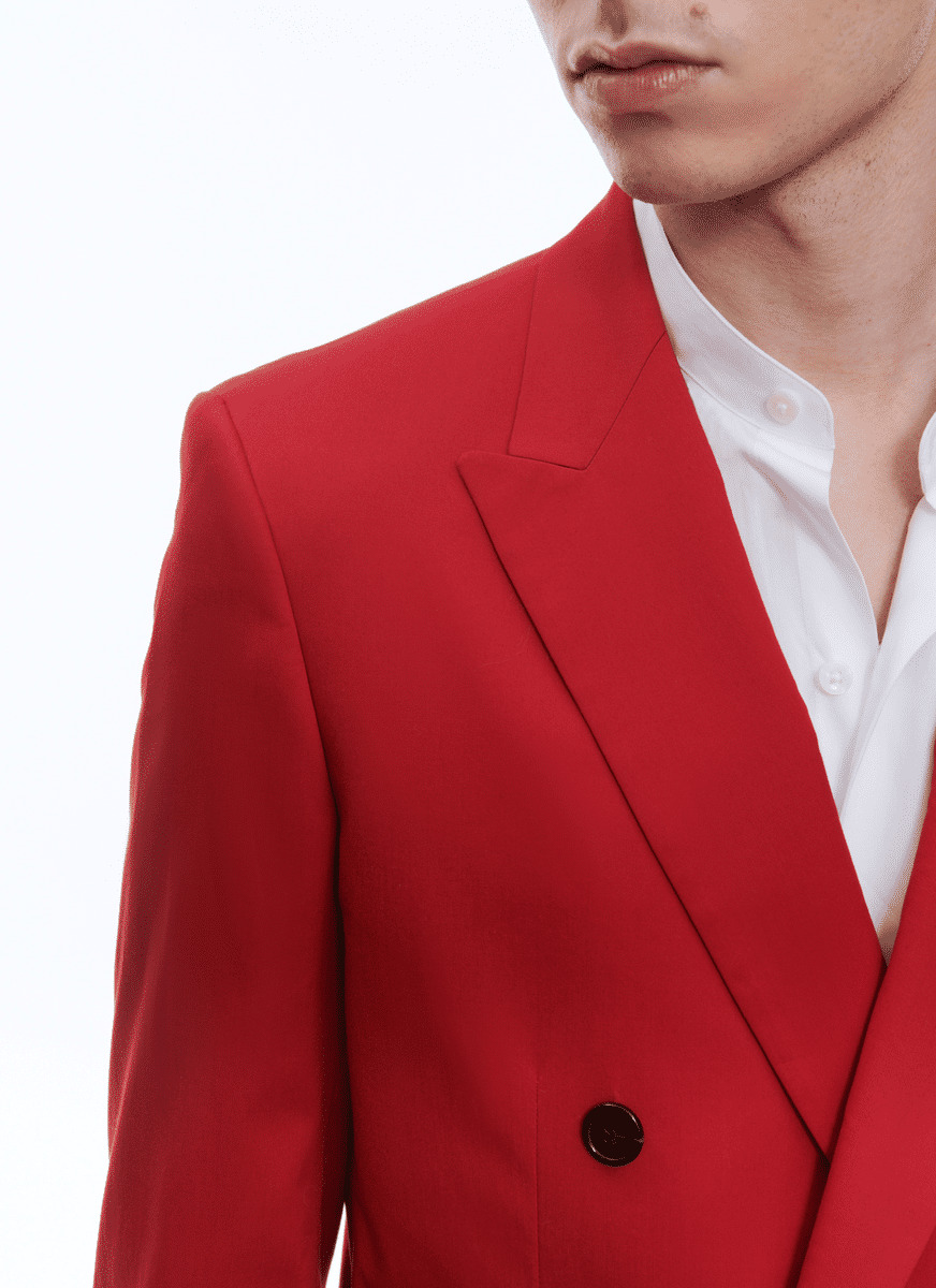 Veste croisée en gabardine de coton rouge