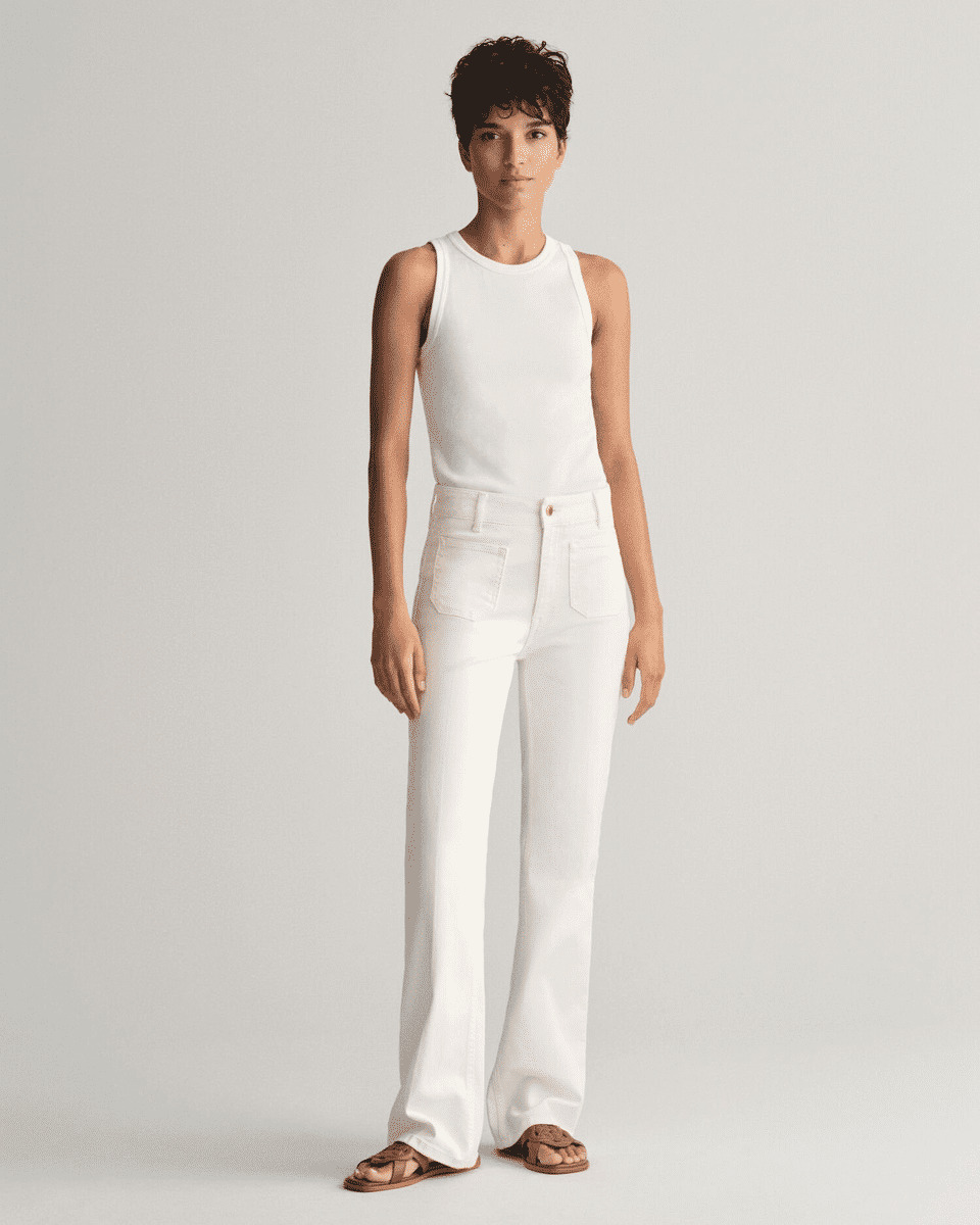 Jean slim fit évasé blanc