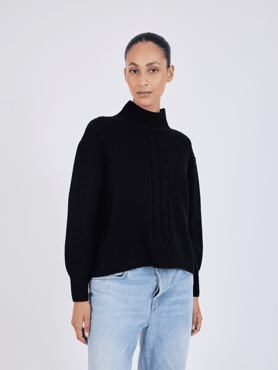 Pull col montant en laine Franek NOIR