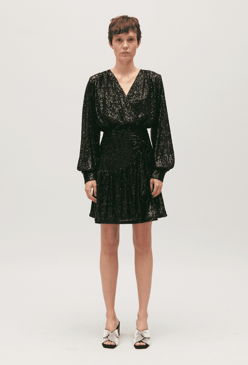 Robe courte sequins noire