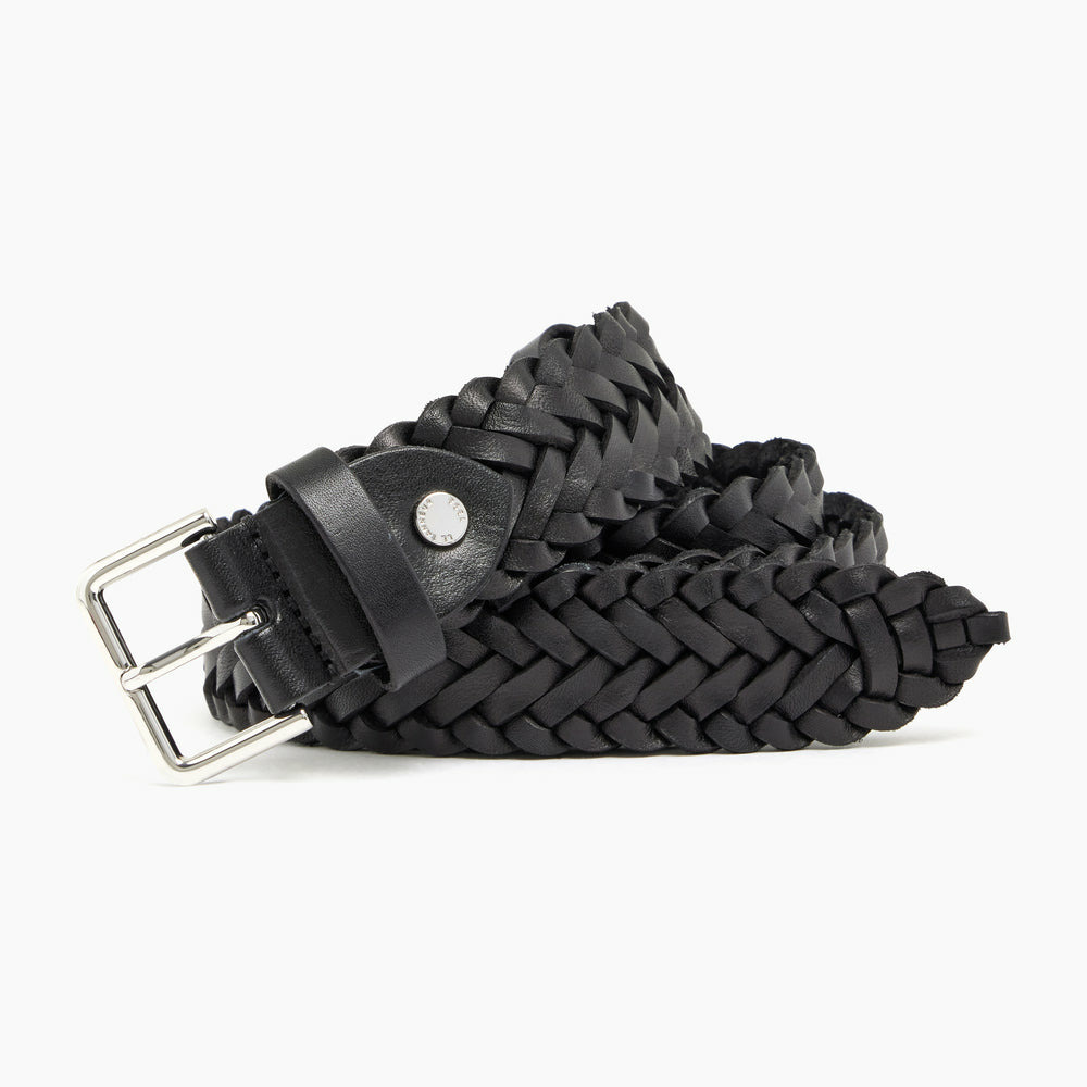 Ceinture homme avec boucle carrée en cuir tressé