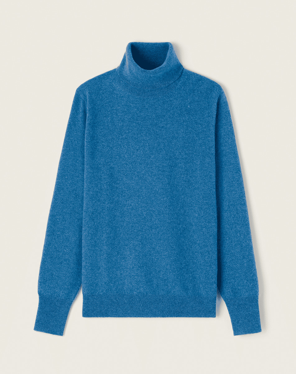 Pull col roulé classique - Homme - BLEU ECOSSE