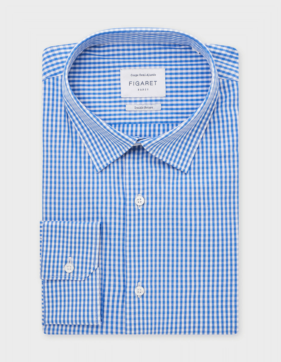 Chemise Semi-ajustée à carreaux bleus