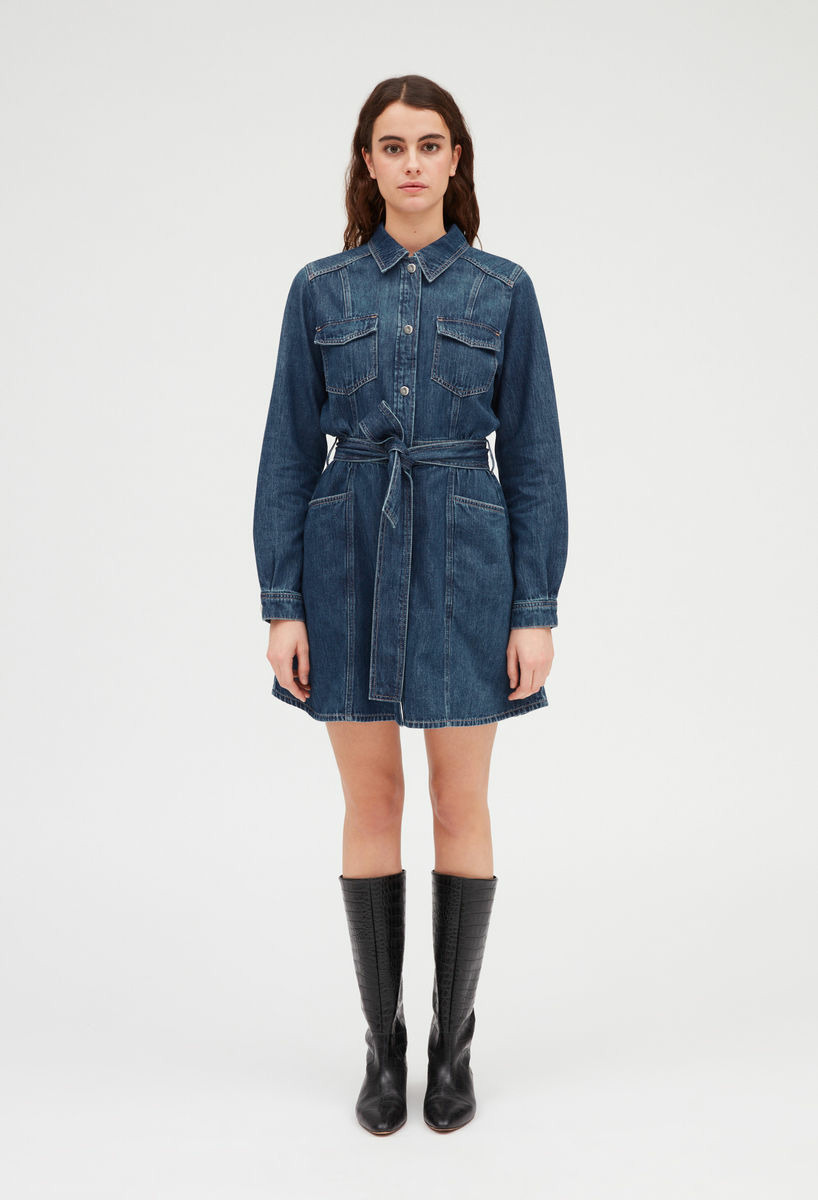 Robe courte denim mid-blue