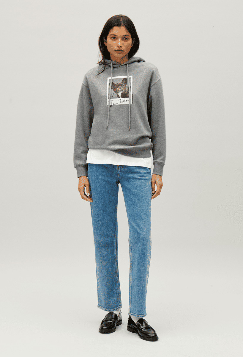 Sweatshirt capuche Jean Toto gris chiné