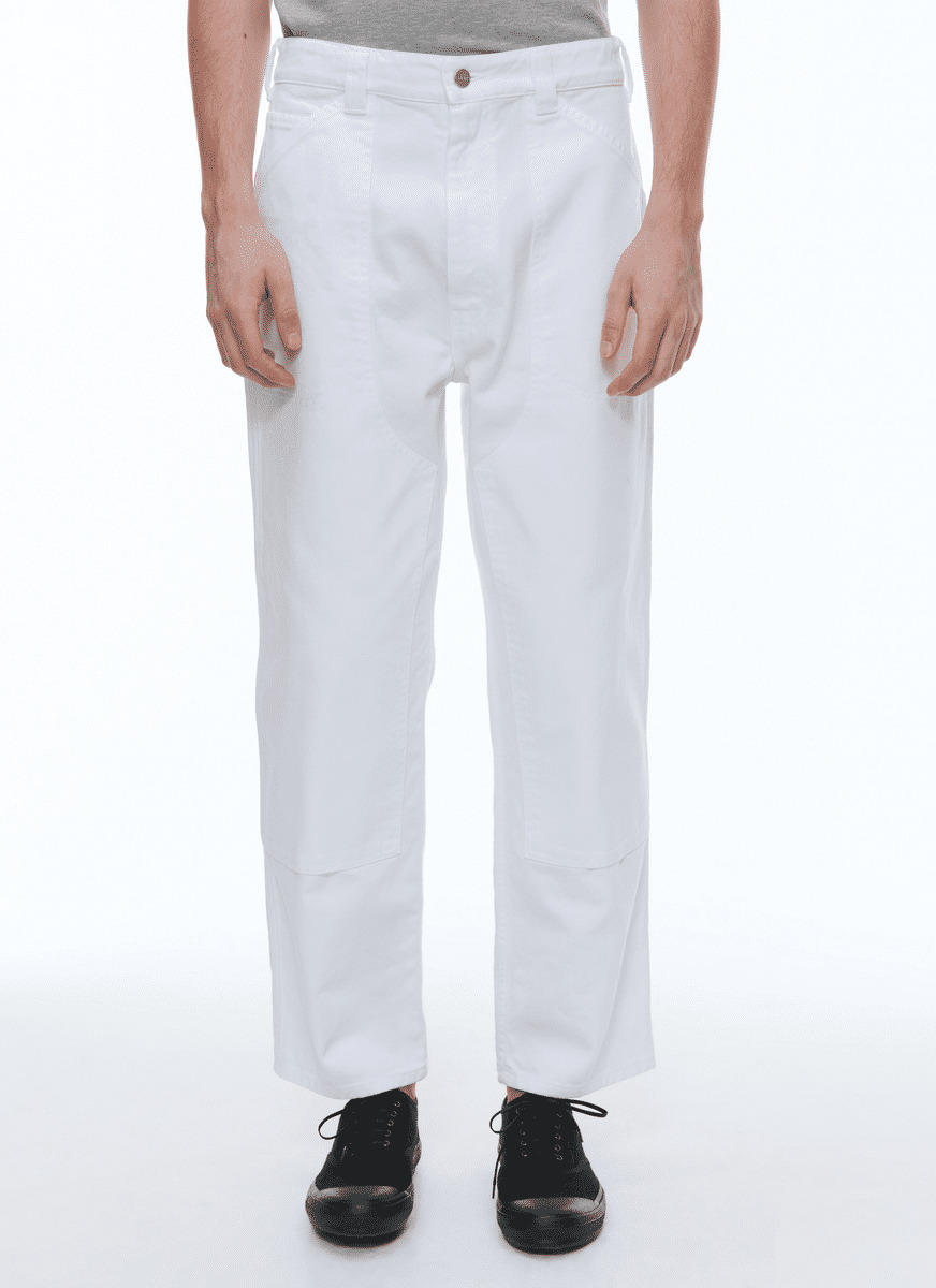 Pantalon cargo en twill de coton blanc