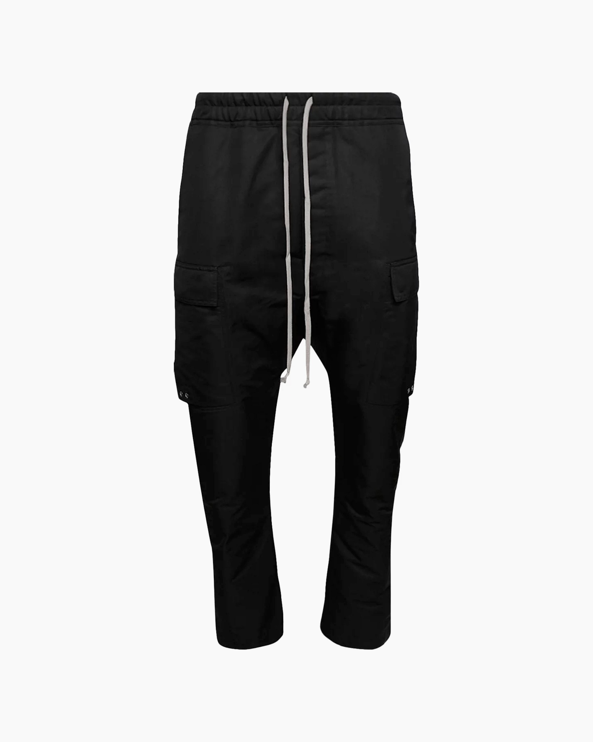 RICK OWENS LONG CARGO PANTS BLACK