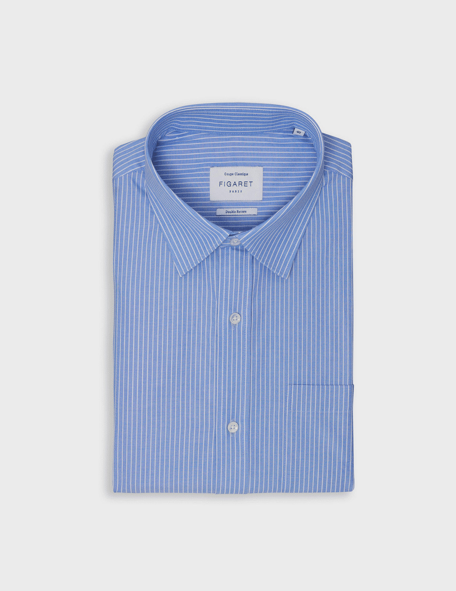 Chemise classique rayée bleue