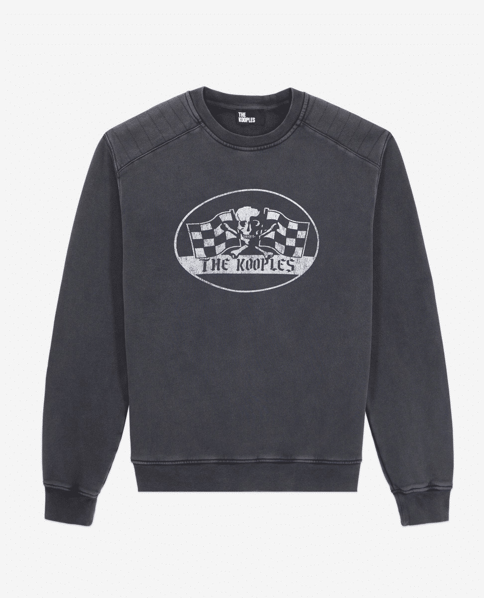 Sweatshirt Noir Avec Sérigraphie Racing Skull Homme