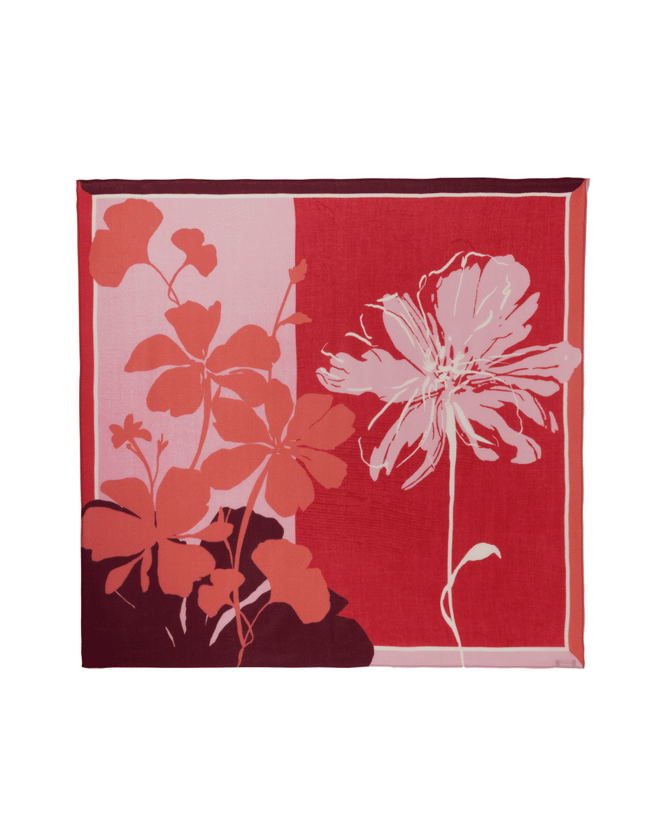 Carré imprimé color block et fleurs 120 x 120 cm - Accessoire - ROSE JELLY